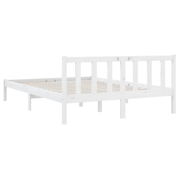 Estructura de cama de madera maciza de pino blanca 160x200 cm