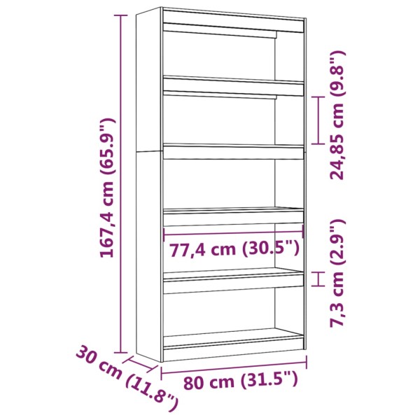 Estantería/divisor de espacios madera de pino 80x30x167,4 cm