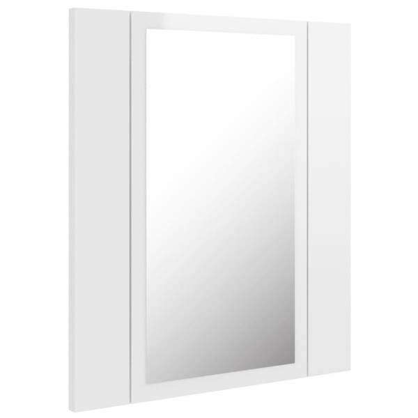 Armario espejo de baño LED acrílico blanco brillo 40x12x45 cm