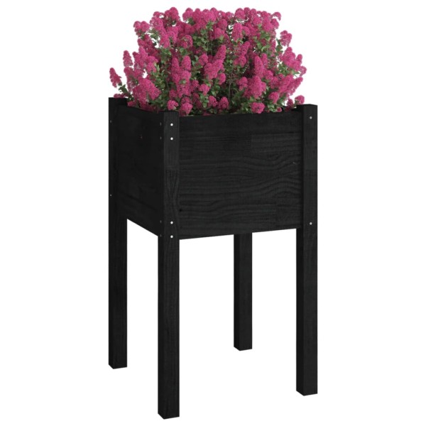 Jardinera de madera maciza de pino negro 40x40x70 cm