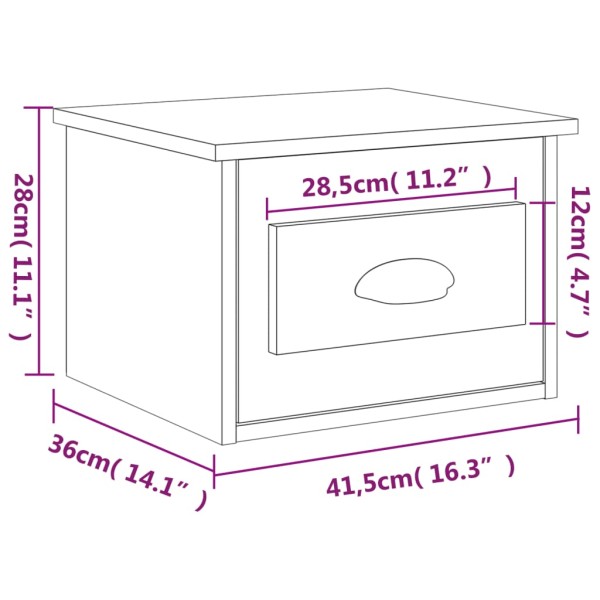 Mesita de noche de pared blanco 41,5x36x28 cm