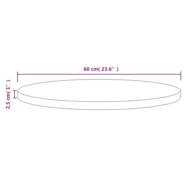 Superficie de mesa madera maciza de pino Ø60x2,5 cm