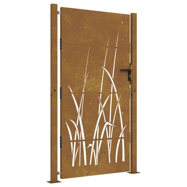 Puerta de jardín acero corten diseño hierba 105x180 cm