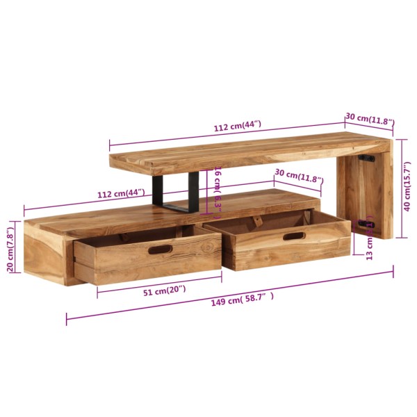 Mueble de TV madera maciza de acacia