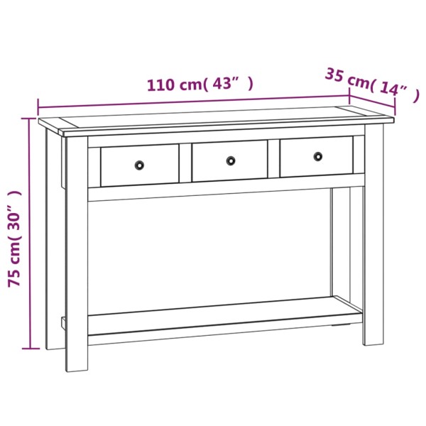 Mesa consola de madera maciza de roble 110x35x75 cm