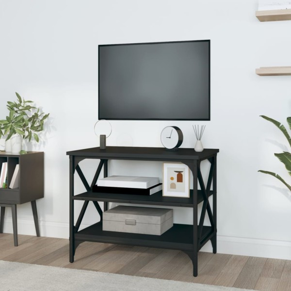 Mueble de TV madera contrachapada negro 60x40x50 cm