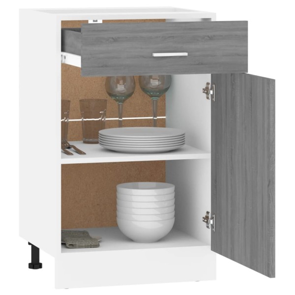 Armario bajo cocina madera ingeniería gris Sonoma 50x46x81,5 cm