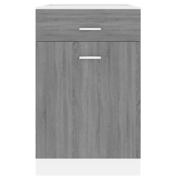 Armario bajo cocina madera ingeniería gris Sonoma 50x46x81,5 cm