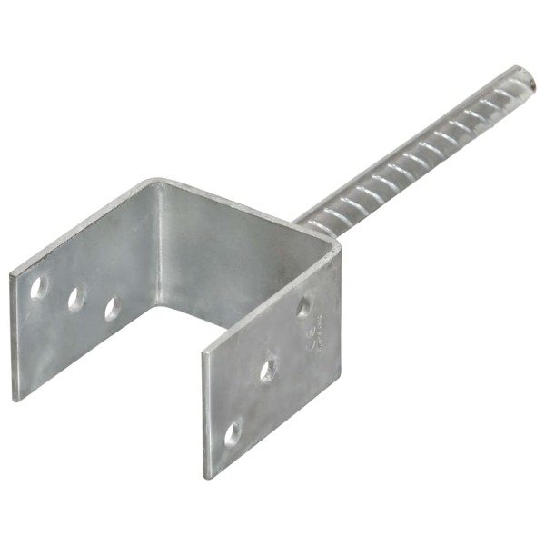 Anclajes de valla 6 uds acero galvanizado plateado 9x6x30 cm