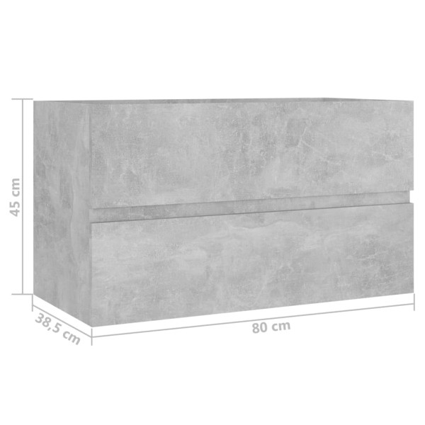 Mueble de lavabo madera ingeniería gris hormigón 80x38,5x45cm