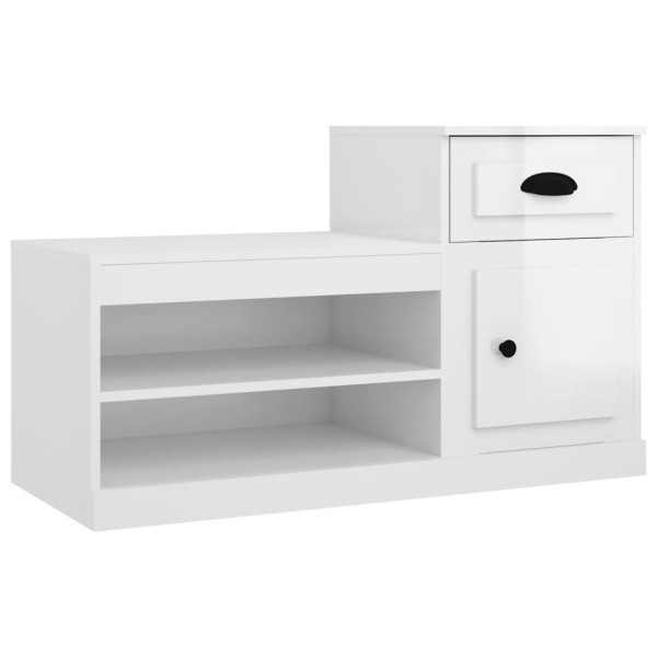 Mueble zapatero madera contrachapada blanco brillo 100x42x60 cm