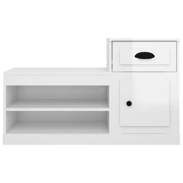 Mueble zapatero madera contrachapada blanco brillo 100x42x60 cm