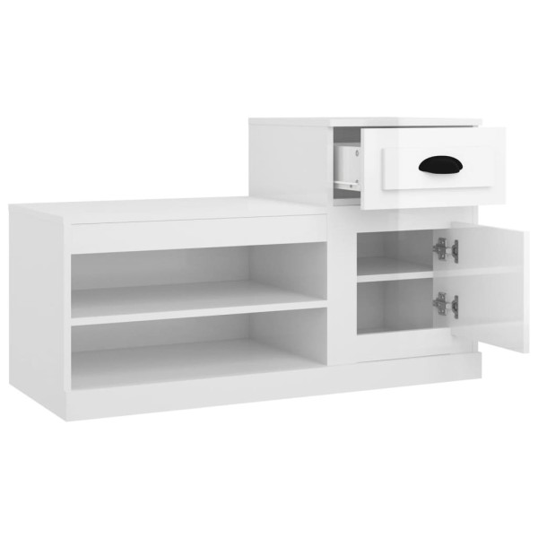 Mueble zapatero madera contrachapada blanco brillo 100x42x60 cm