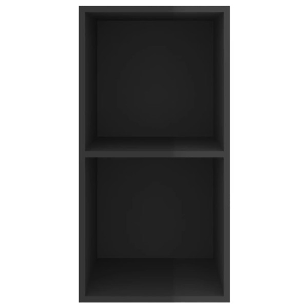 Mueble TV de pared madera contrachapada negro brillo 37x37x72cm