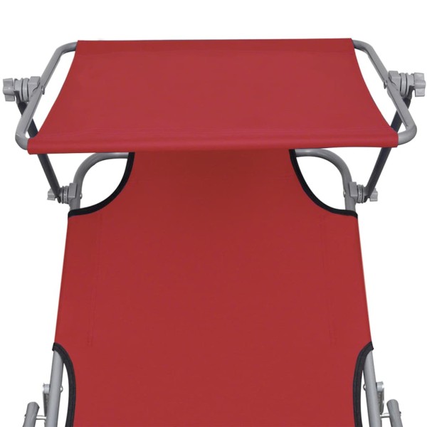 Tumbona plegable con toldo de aluminio rojo