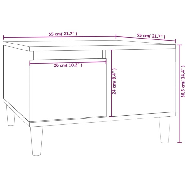 Mesa de centro madera contrachapada blanco 55x55x36,5 cm