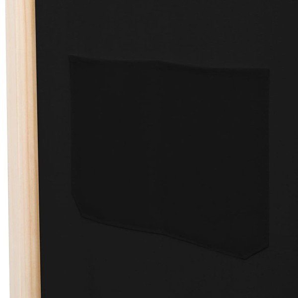 Biombo divisor de 6 paneles de tela negro 240x170x4 cm