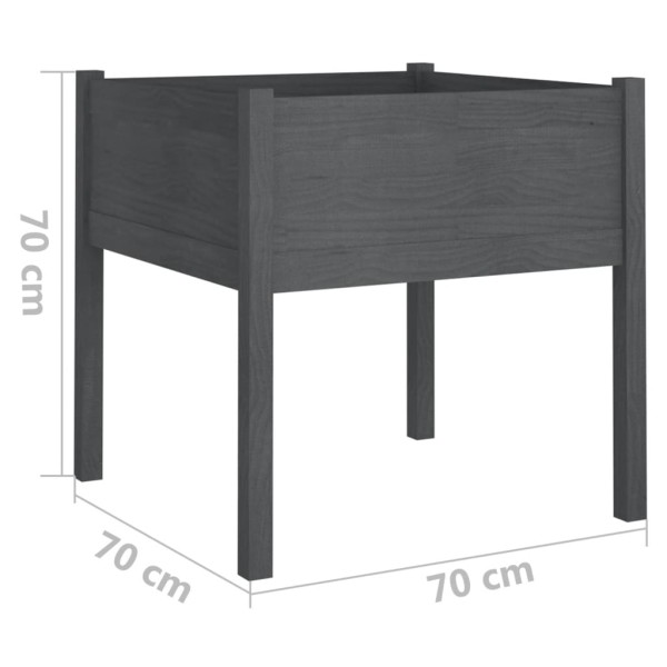 Jardinera de madera maciza de pino gris 70x70x70 cm