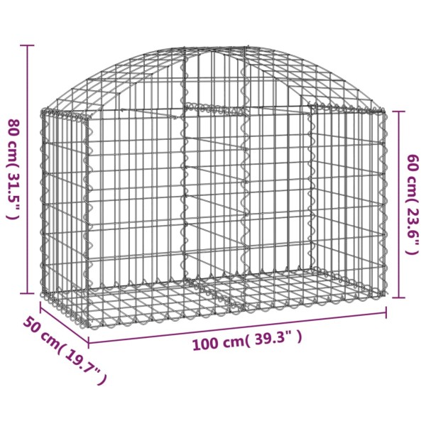 Cesta de gaviones forma arco hierro galvanizado 100x50x60/80 cm