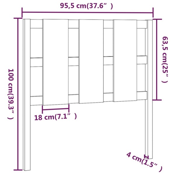 Cabecero de cama madera maciza de pino blanco 95,5x4x100 cm