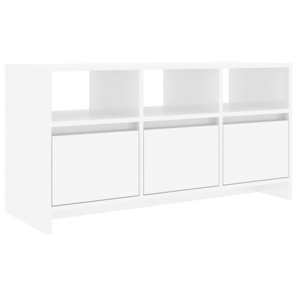 Mueble de TV madera contrachapada blanco brillo 102x37,5x52,5cm