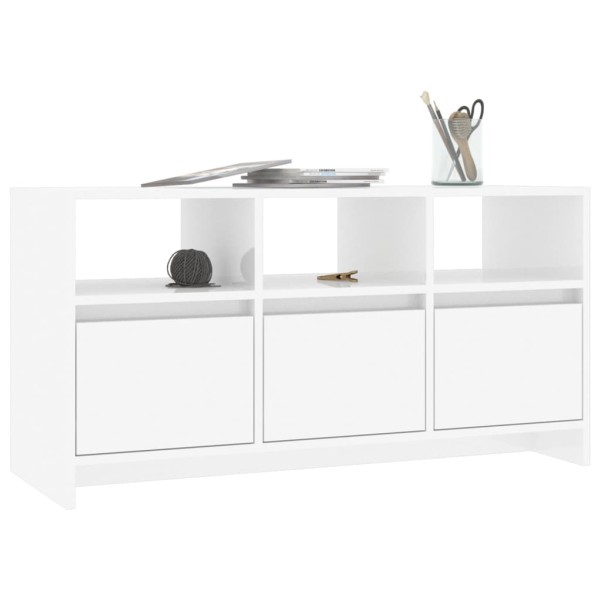 Mueble de TV madera contrachapada blanco brillo 102x37,5x52,5cm