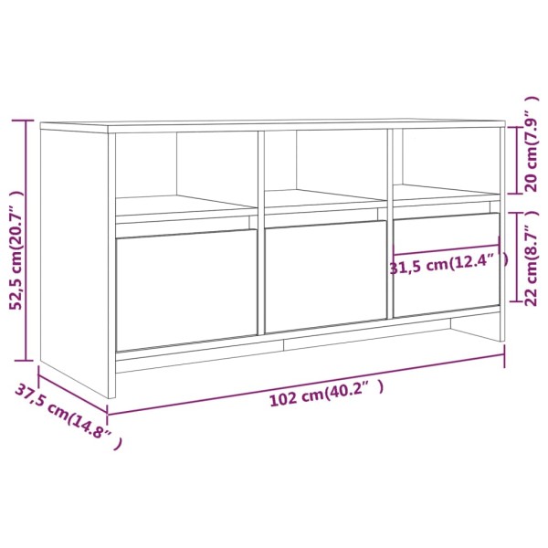 Mueble de TV madera contrachapada blanco brillo 102x37,5x52,5cm