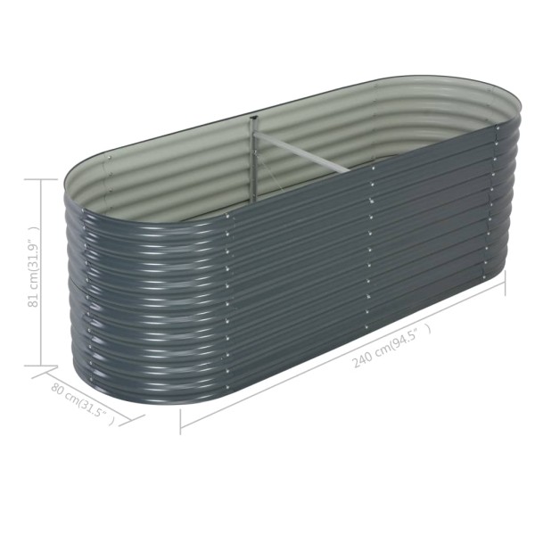 Arriate de acero galvanizado gris 240x80x81 cm