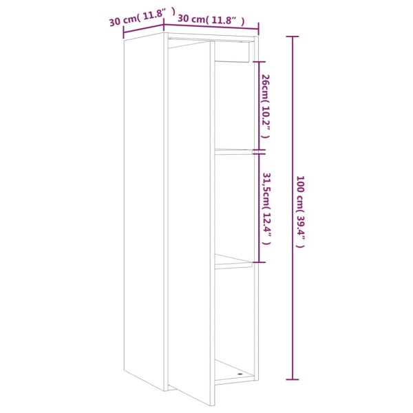 Armario de pared 2 uds madera maciza pino blanco 30x30x100 cm