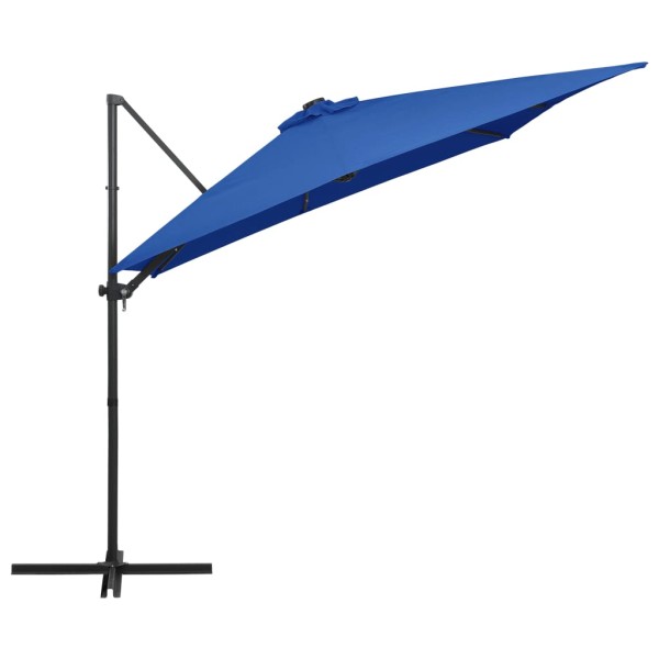 Sombrilla voladiza luces LED poste acero azul azure 250x250 cm