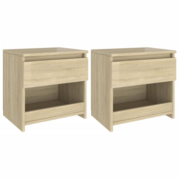 Mesitas de noche 2 uds madera contrachapada roble 40x30x39 cm