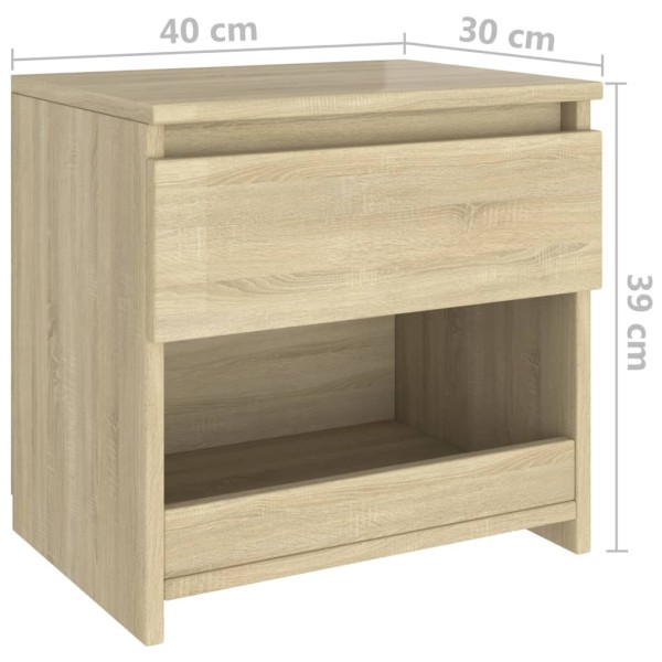 Mesitas de noche 2 uds madera contrachapada roble 40x30x39 cm