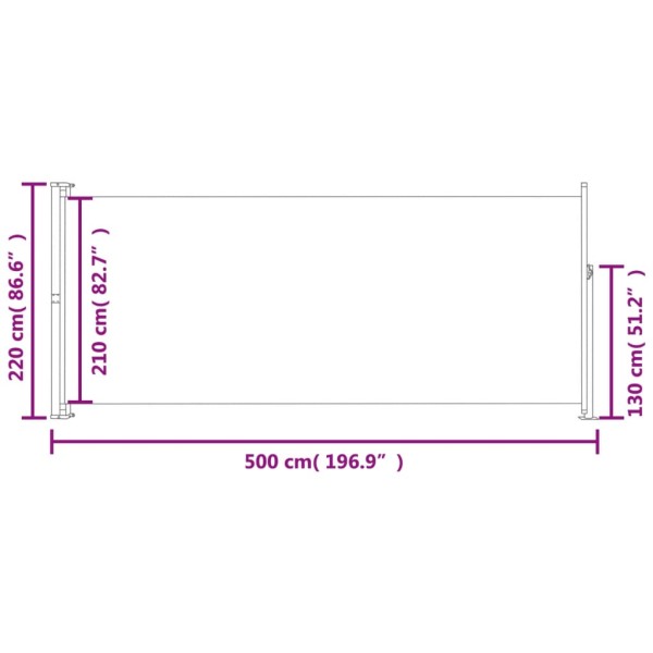 Toldo lateral retráctil para patio negro 220x500 cm