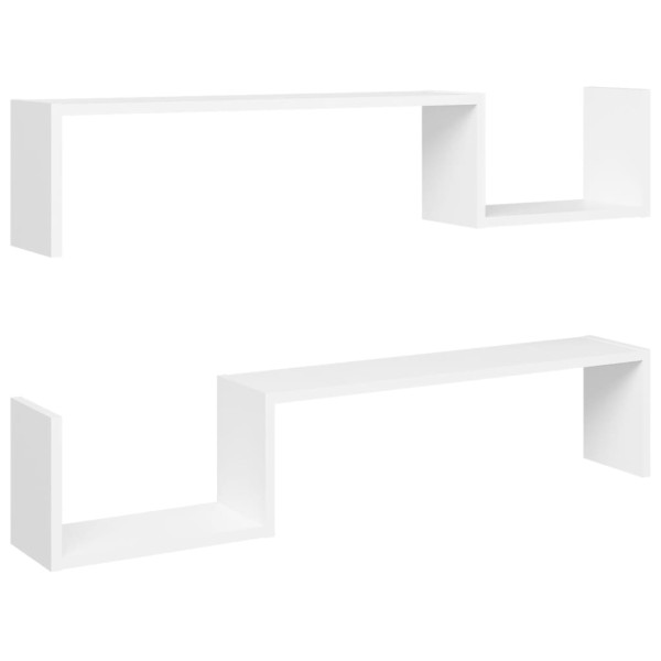 Estantes de pared 2 uds madera contrachapada blanco 100x15x20cm