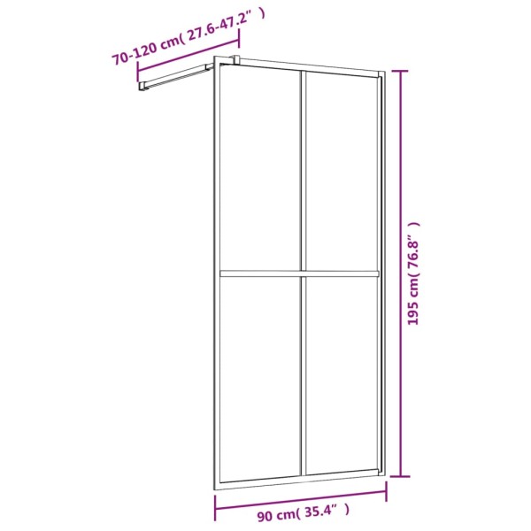 Mampara puerta de ducha vidrio transparente ESG dorado 90x195cm