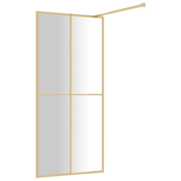 Mampara puerta ducha vidrio transparente ESG dorado 100x195 cm