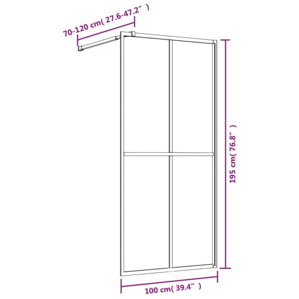 Mampara puerta ducha vidrio transparente ESG dorado 100x195 cm