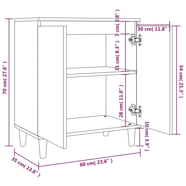 Aparador de madera contrachapada gris Sonoma 60x35x70 cm