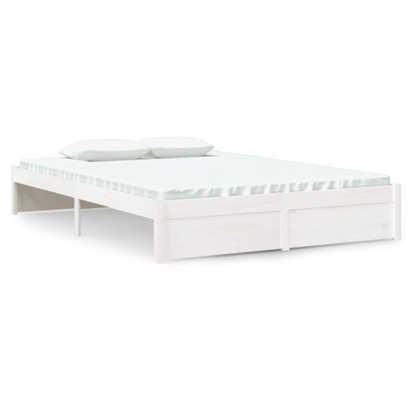 Estructura de cama de madera maciza blanca 140x190 cm