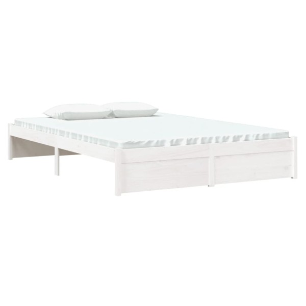 Estructura de cama de madera maciza blanca 140x190 cm