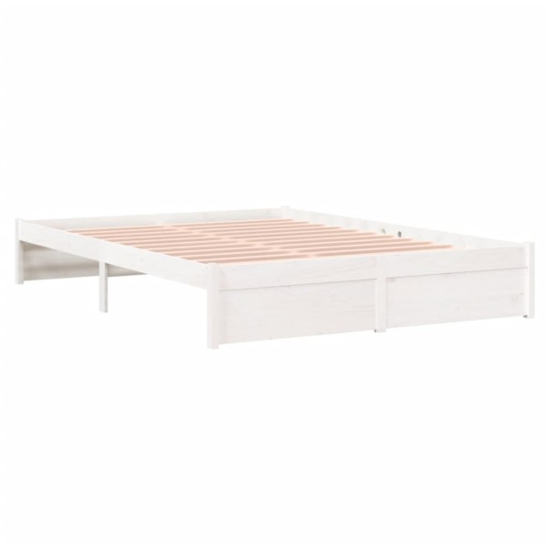 Estructura de cama de madera maciza blanca 140x190 cm