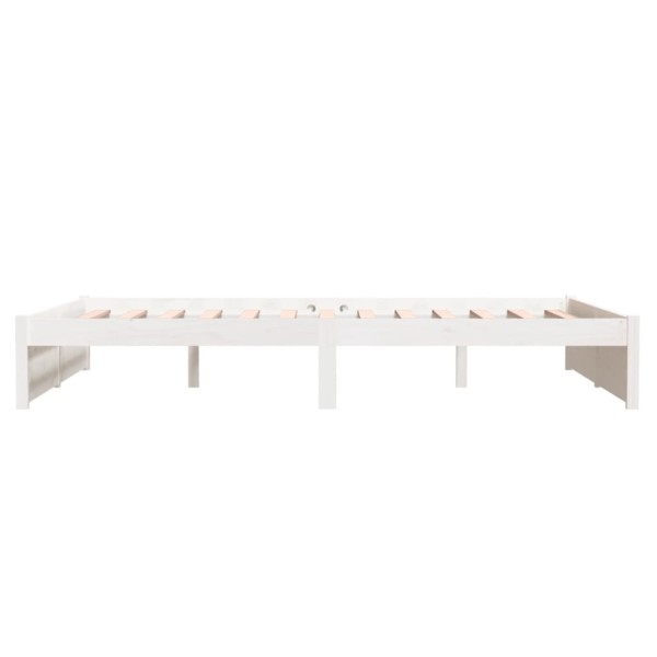 Estructura de cama de madera maciza blanca 140x190 cm