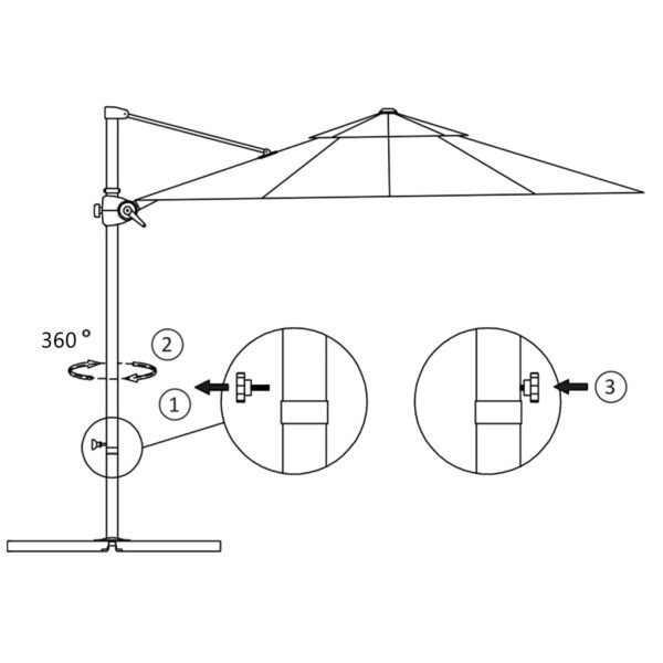 Sombrilla voladiza con poste de acero arena 300 cm