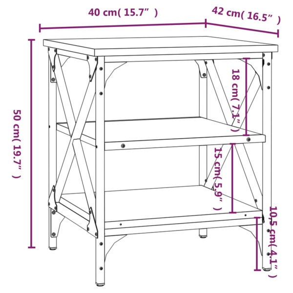 Mesas auxiliares 2 uds madera roble Sonoma 40x42x50 cm