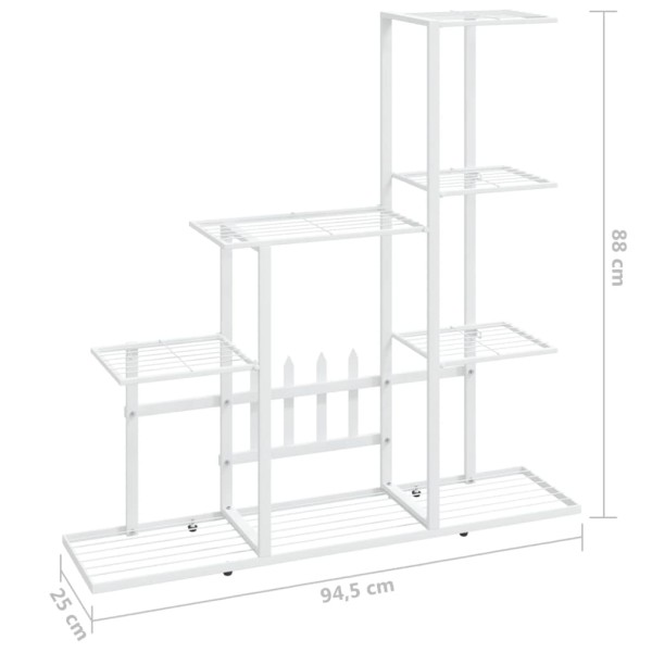 Soporte de flores de metal blanco 94,5x25x88 cm