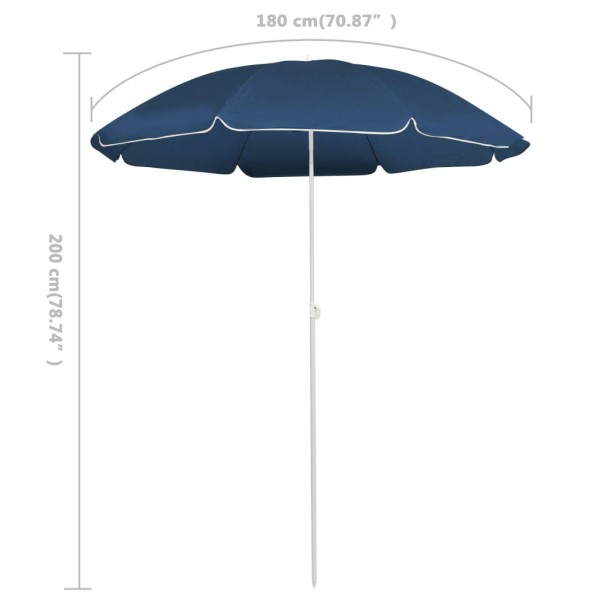 Sombrilla de jardín con poste de acero azul 180 cm