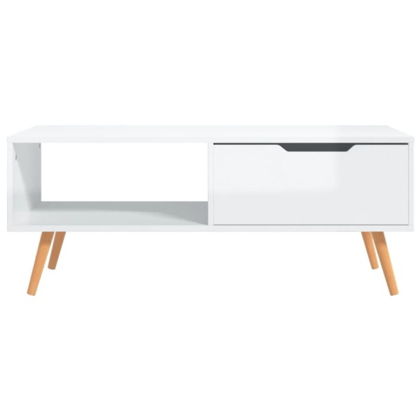 Mesa de centro madera ingeniería blanco brillo 100x49,5x43 cm