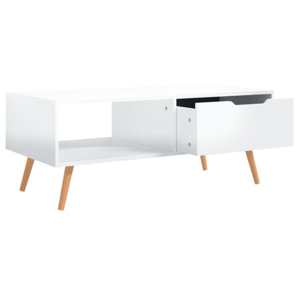 Mesa de centro madera ingeniería blanco brillo 100x49,5x43 cm