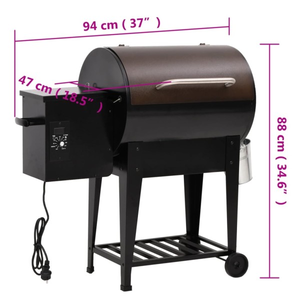 Barbacoa de pellets con estante inferior hierro negro 94 cm