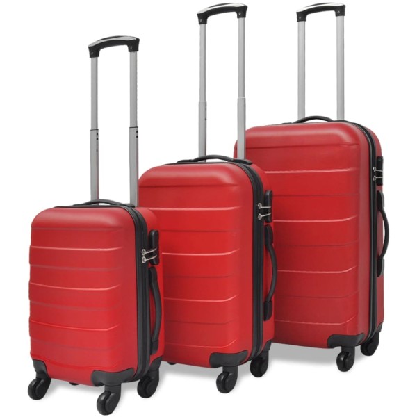 Set Trolley Maleta Rígida Tres Uds. Rojo